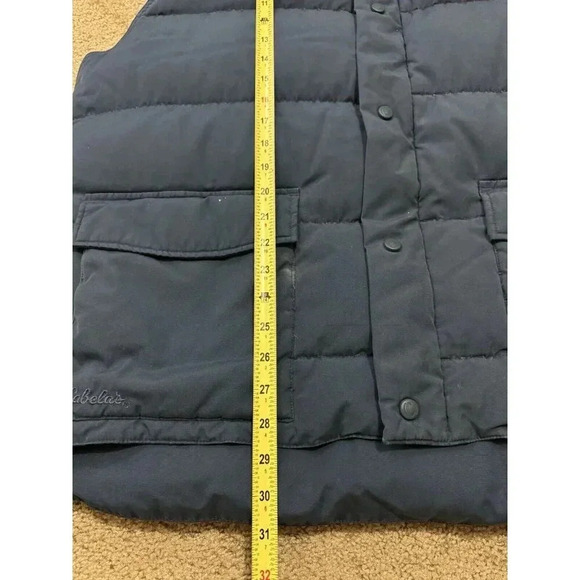 CABELAS Mens Blue Premier Northern Goose Down Puffer Vest Fleece Lined XL Tall - Picture 7 of 8